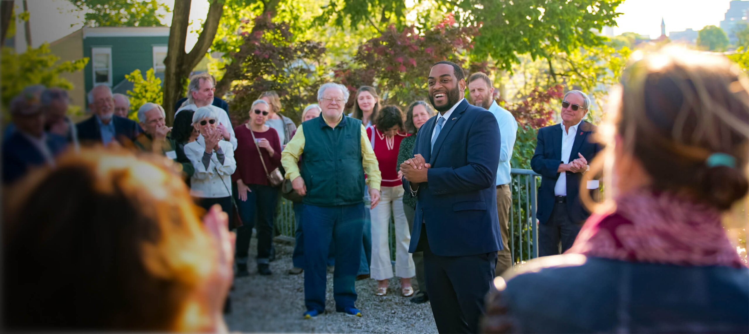 Charles Booker addressing a crowd in Kentucky